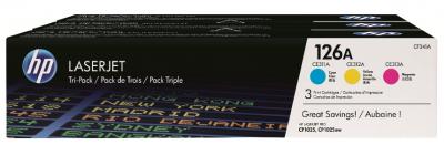 HP 126A azúrový, purpurový a žltý laserový toner trojbalenie