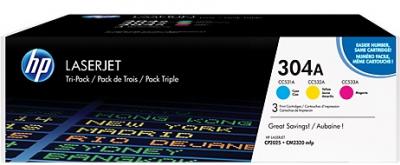 HP 304A azúrový, purpurový a žltý laserový toner trojbalenie