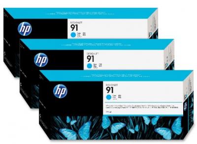 HP 91 azúrová atramentová kazeta trojbalenie