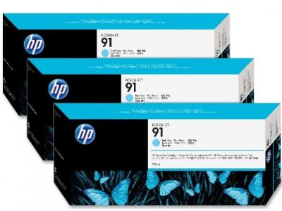 HP 91 svetlá azúrová atramentová kazeta trojbalenie