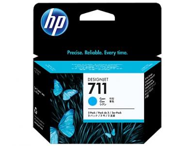 HP 711 azúrová atramentová kazeta trojbalenie