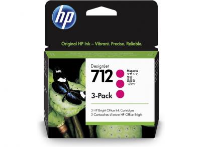 HP 712 purpurová atramentová kazeta trojbalenie