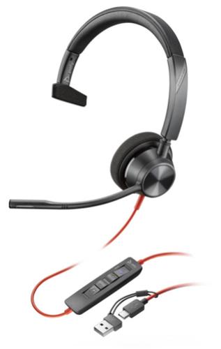 Poly Blackwire 3310 MS Teams USB-C/A/3,5 mm jack headset